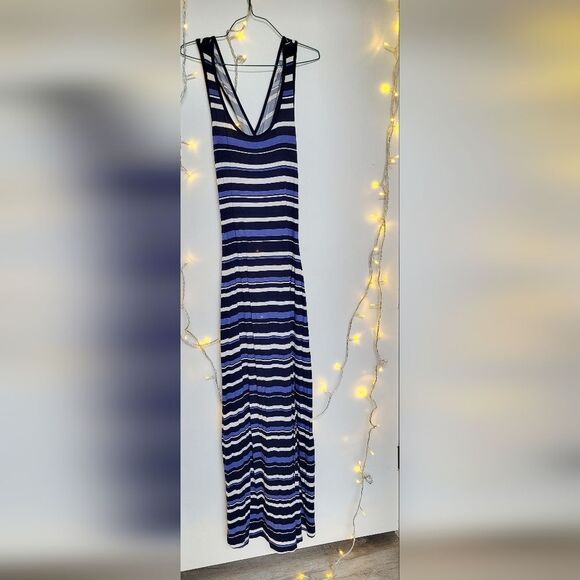 Reitmans XS Blues & White Striped Sleeveless Maxi Dress - Picture 1 of 3